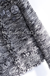 CHANEL 04A Black Choco Le Makeup de Tweed Jacket 34 36 シャネル ブラック チョコ メイクアップ ワッペン ウール ツイード ジャケット 即発