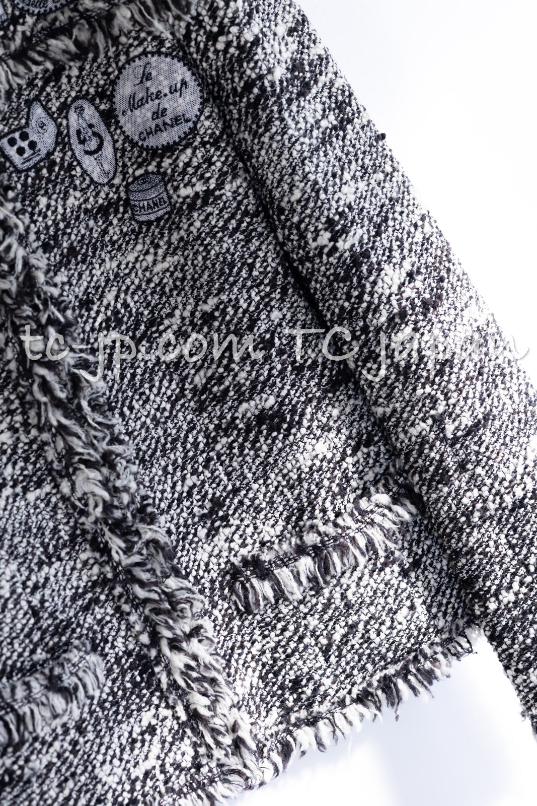 CHANEL 04A Black Choco Le Makeup de Tweed Jacket 34 36 シャネル ブラック チョコ メイクアップ ワッペン ウール ツイード ジャケット 即発