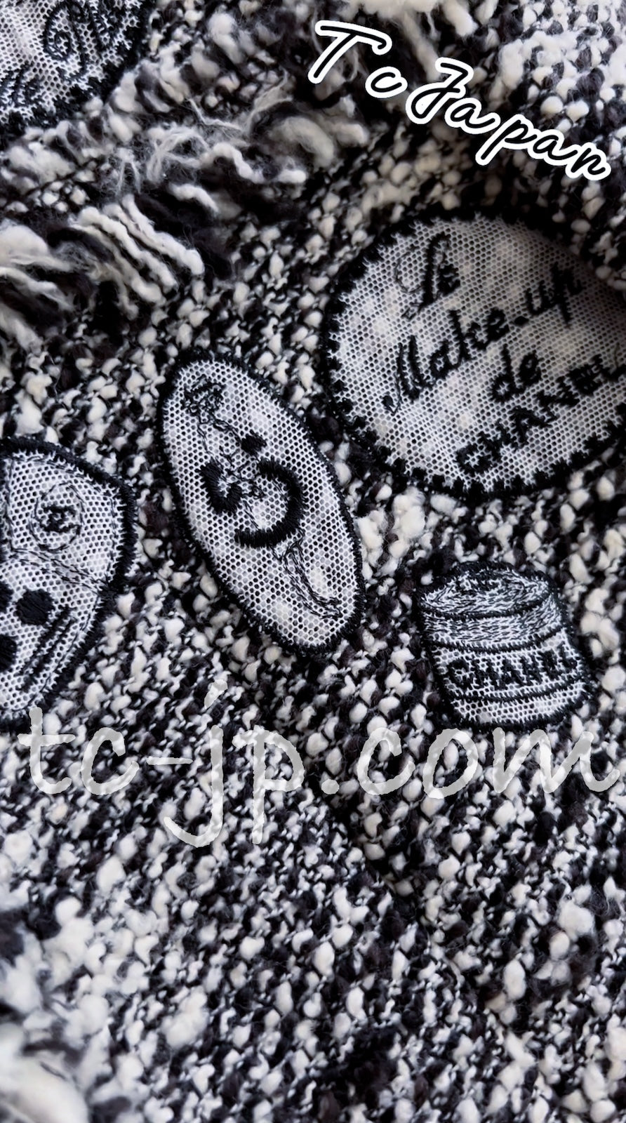 CHANEL 04A Black Choco Le Makeup de Tweed Jacket 34 36 シャネル ブラック チョコ メイクアップ ワッペン ウール ツイード ジャケット 即発