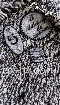 CHANEL 04A Black Choco Le Makeup de Tweed Jacket 34 36 シャネル ブラック チョコ メイクアップ ワッペン ウール ツイード ジャケット 即発