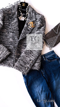 CHANEL 04A Black Choco Wool Tweed Jacket 38 シャネル ブラック チョコ ウール ツイード ジャケット 即発