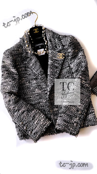 CHANEL 04A Black Choco Wool Tweed Jacket 38 シャネル ブラック チョコ ウール ツイード ジャケット 即発