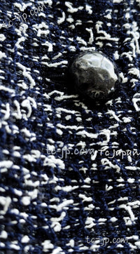 CHANEL 15S Navy Blue Stand Collar Zipper Tweed Jacket 38 40 シャネル ネイビー ブルー スタンド襟 ジッパー ツイード ジャケット 即発