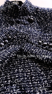 CHANEL 15S Navy Blue Stand Collar Zipper Tweed Jacket 38 40 シャネル ネイビー ブルー スタンド襟 ジッパー ツイード ジャケット 即発