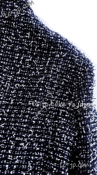 CHANEL 15S Navy Blue Stand Collar Zipper Tweed Jacket 38 40 シャネル ネイビー ブルー スタンド襟 ジッパー ツイード ジャケット 即発