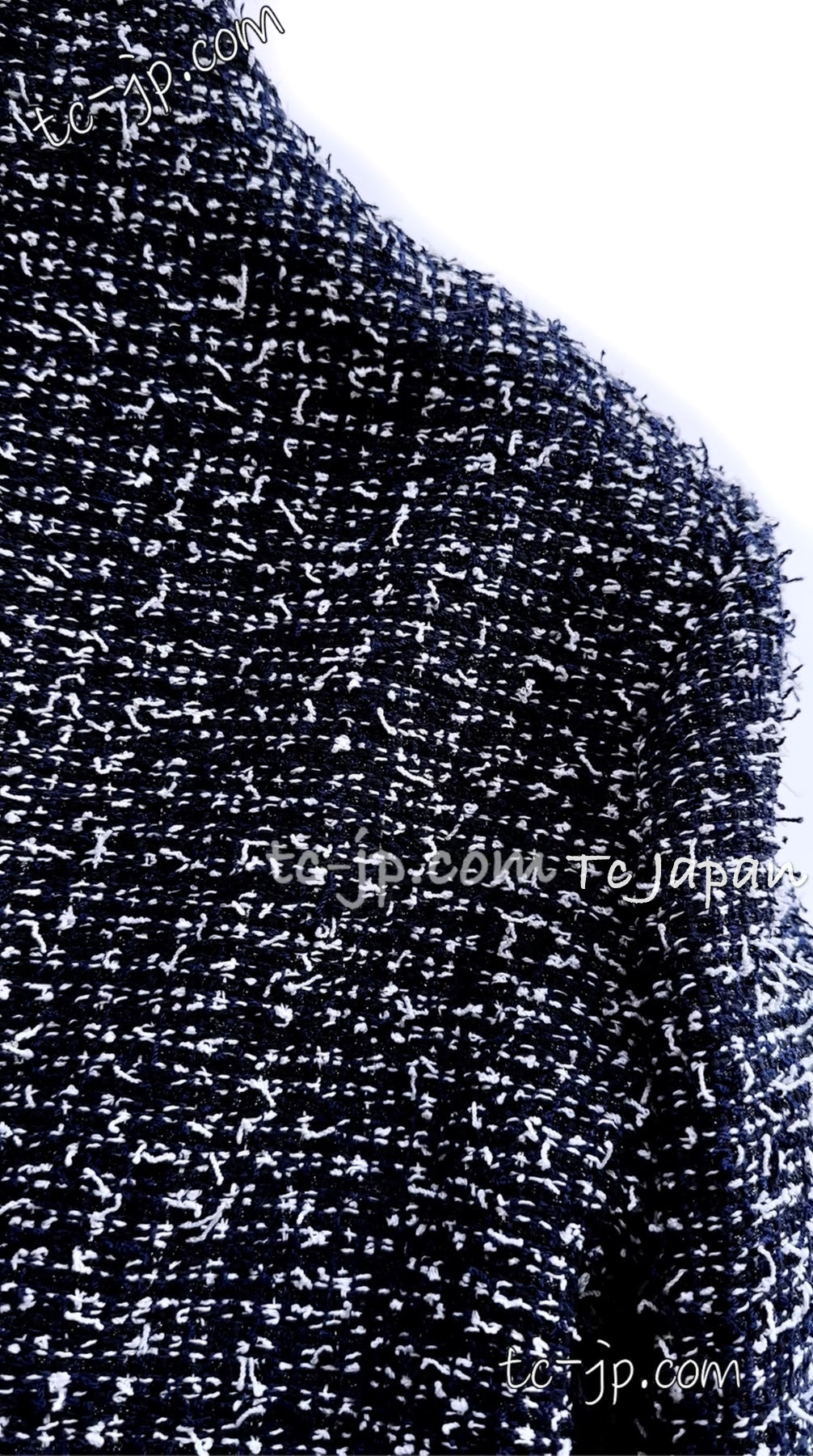 CHANEL 15S Navy Blue Stand Collar Zipper Tweed Jacket 38 40 シャネル ネイビー ブルー スタンド襟 ジッパー ツイード ジャケット 即発