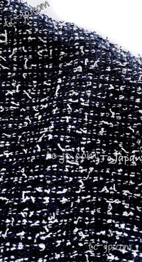 CHANEL 15S Navy Blue Stand Collar Zipper Tweed Jacket 38 40 シャネル ネイビー ブルー スタンド襟 ジッパー ツイード ジャケット 即発