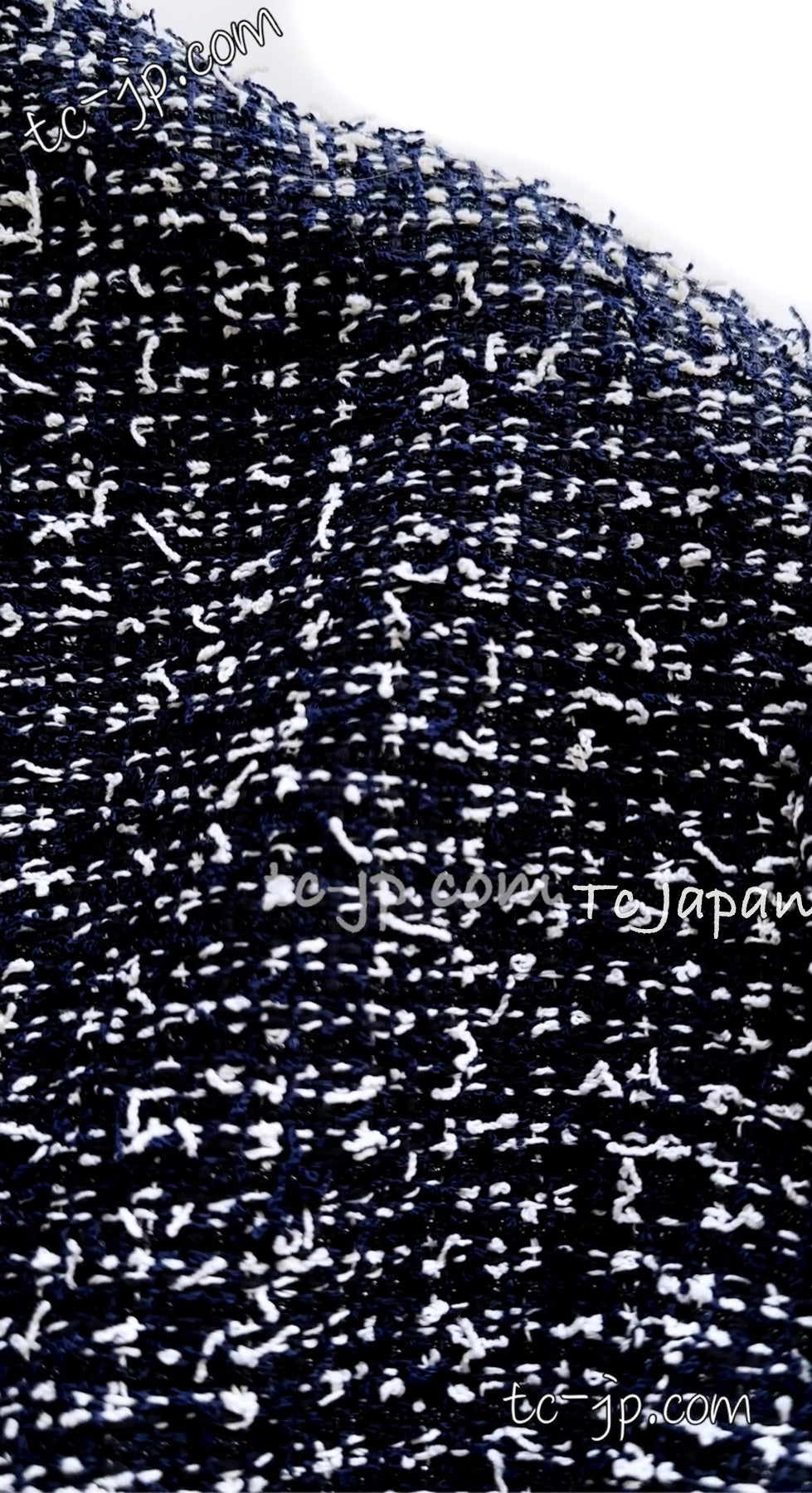 CHANEL 15S Navy Blue Stand Collar Zipper Tweed Jacket 38 40 シャネル ネイビー ブルー スタンド襟 ジッパー ツイード ジャケット 即発
