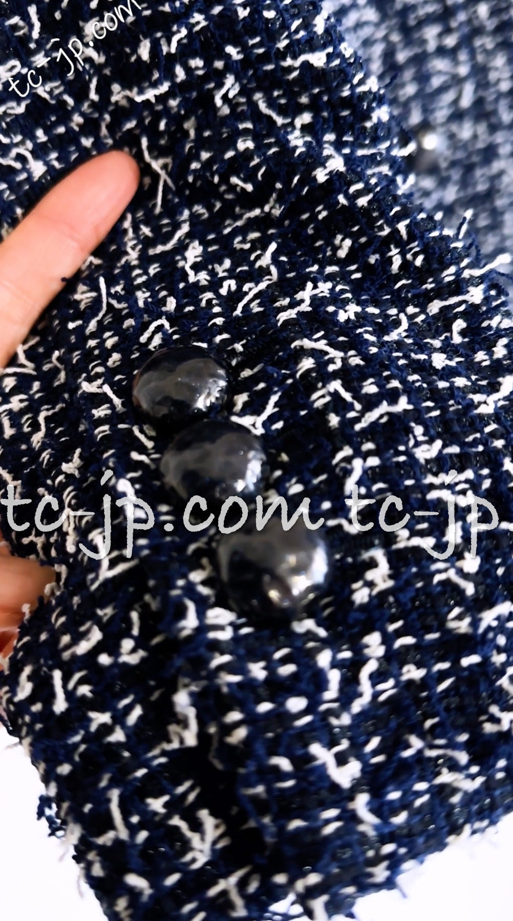 CHANEL 15S Navy Blue Stand Collar Zipper Tweed Jacket 38 40 シャネル ネイビー ブルー スタンド襟 ジッパー ツイード ジャケット 即発