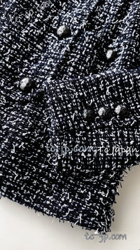 CHANEL 15S Navy Blue Stand Collar Zipper Tweed Jacket 38 40 シャネル ネイビー ブルー スタンド襟 ジッパー ツイード ジャケット 即発
