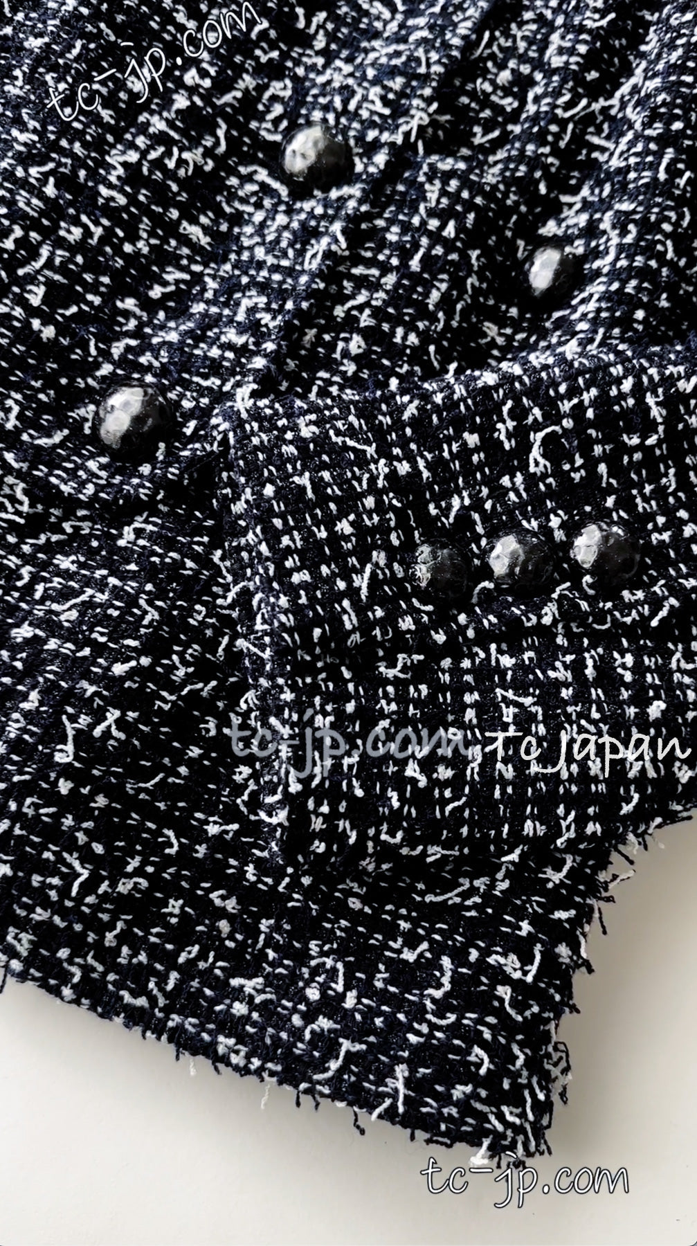 CHANEL 15S Navy Blue Stand Collar Zipper Tweed Jacket 38 40 シャネル ネイビー ブルー スタンド襟 ジッパー ツイード ジャケット 即発