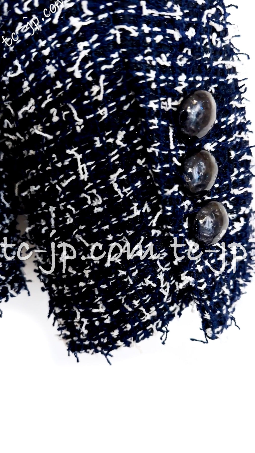 CHANEL 15S Navy Blue Stand Collar Zipper Tweed Jacket 38 40 シャネル ネイビー ブルー スタンド襟 ジッパー ツイード ジャケット 即発