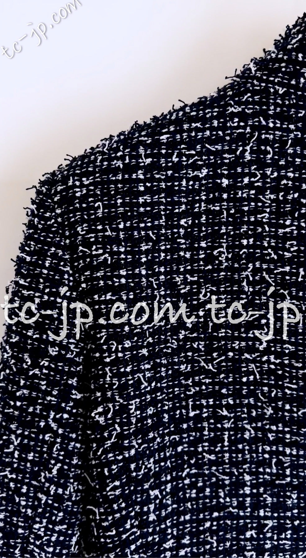 CHANEL 15S Navy Blue Stand Collar Zipper Tweed Jacket 38 40 シャネル ネイビー ブルー スタンド襟 ジッパー ツイード ジャケット 即発
