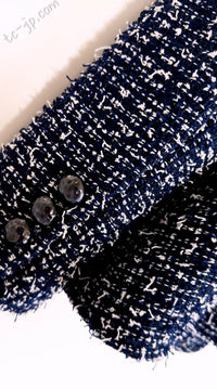 CHANEL 15S Navy Blue Stand Collar Zipper Tweed Jacket 38 40 シャネル ネイビー ブルー スタンド襟 ジッパー ツイード ジャケット 即発