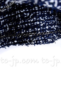 CHANEL 15S Navy Blue Stand Collar Zipper Tweed Jacket 38 40 シャネル ネイビー ブルー スタンド襟 ジッパー ツイード ジャケット 即発