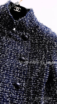 CHANEL 15S Navy Blue Stand Collar Zipper Tweed Jacket 38 40 シャネル ネイビー ブルー スタンド襟 ジッパー ツイード ジャケット 即発
