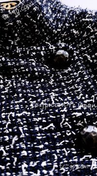 CHANEL 15S Navy Blue Stand Collar Zipper Tweed Jacket 38 40 シャネル ネイビー ブルー スタンド襟 ジッパー ツイード ジャケット 即発