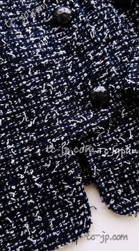 CHANEL 15S Navy Blue Stand Collar Zipper Tweed Jacket 38 40 シャネル ネイビー ブルー スタンド襟 ジッパー ツイード ジャケット 即発