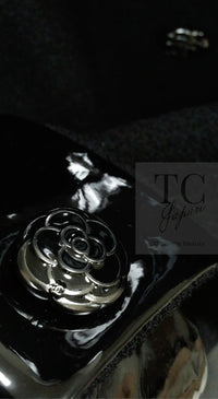 CHANEL 15A Black Wool Patent Leather Collar Jacket 36 38 シャネル ブラック ウール パテント レザー 襟 女優 パク シネ着 ジャケット 即発