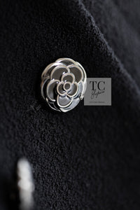 CHANEL 15A Black Wool Patent Leather Collar Jacket 36 38 シャネル ブラック ウール パテント レザー 襟 女優 パク シネ着 ジャケット 即発