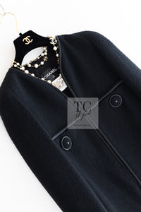 CHANEL 15B Black Wool Piping Collarless Jacket 34 36 38 シャネル ブラック ウール パイピング ノーカラー ジャケット 即発