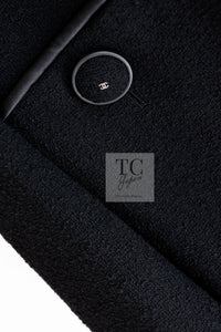 CHANEL 15B Black Wool Piping Collarless Jacket 34 36 38 シャネル ブラック ウール パイピング ノーカラー ジャケット 即発