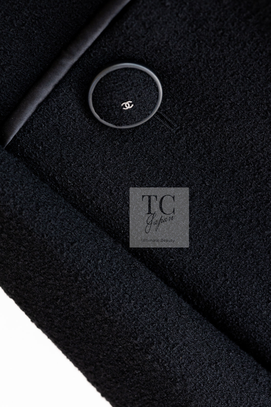 CHANEL 15B Black Wool Piping Collarless Jacket 34 36 38 シャネル ブラック ウール パイピング ノーカラー ジャケット 即発