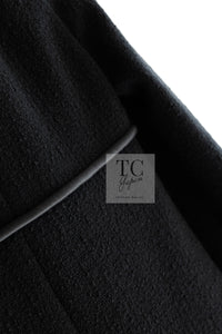 CHANEL 15B Black Wool Piping Collarless Jacket 34 36 38 シャネル ブラック ウール パイピング ノーカラー ジャケット 即発