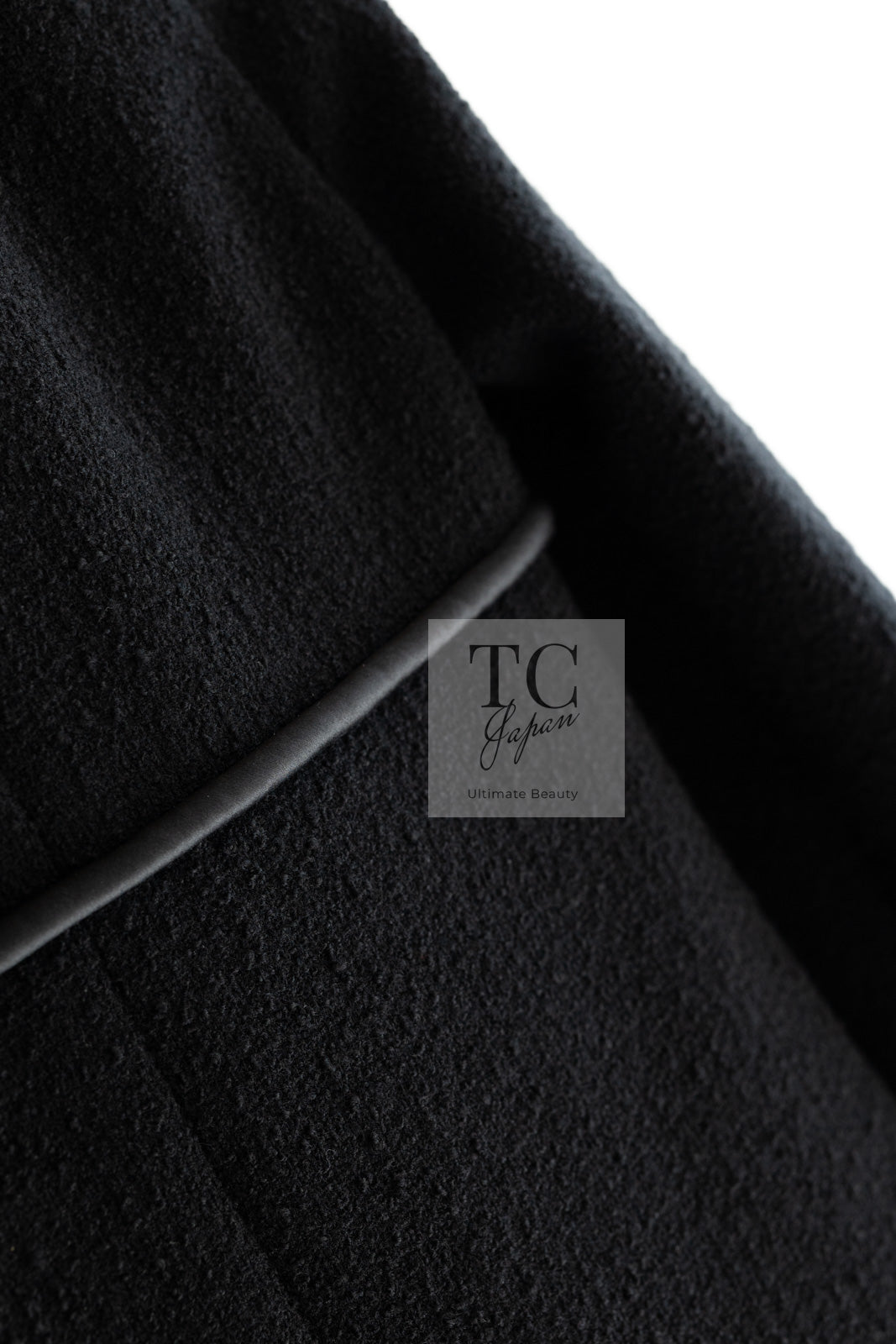 CHANEL 15B Black Wool Piping Collarless Jacket 34 36 38 シャネル ブラック ウール パイピング ノーカラー ジャケット 即発