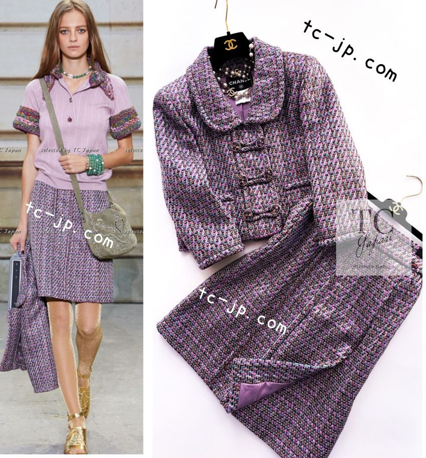 CHANEL 15S Amethyst Purple Multicolor Jacket 40 シャネル アメジスト パープル ピンク マルチカラー ジャケット 即発