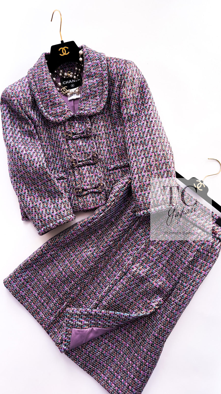 CHANEL 15S Amethyst Purple Multicolor Jacket 40 シャネル アメジスト パープル ピンク マルチカラー ジャケット 即発