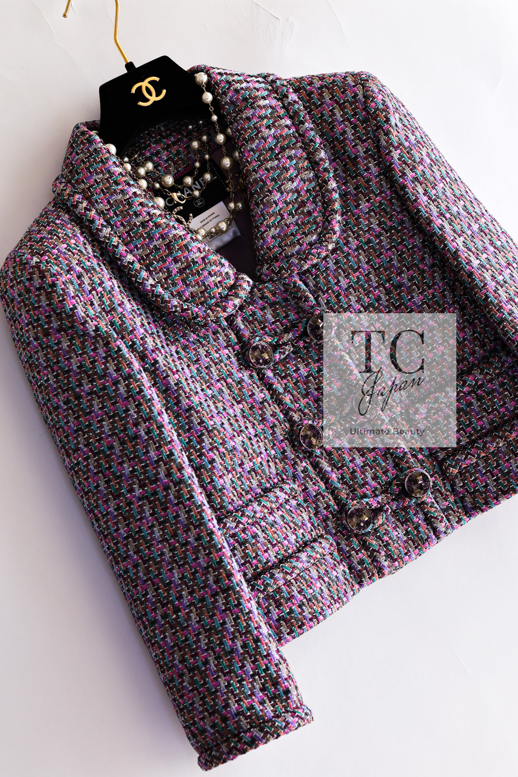 CHANEL 15S Amethyst Purple Multicolor Jacket 40 シャネル アメジスト パープル ピンク マルチカラー ジャケット 即発