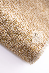 CHANEL 13C Gold Silk Fringe Collarless Tweed Jacket Skirt Suit 38 シャネル ゴールド シルク フリンジ ノーカラー ツイード ジャケット スカート スーツ 即発