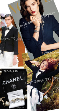 CHANEL 15A Black White Stitch Camellia Button Wool Tweed Jacket 42 シャネル ブラック ホワイト ステッチ カメリア ボタン ウール ツイード ジャケット 即発