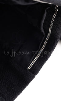 CHANEL 15A Black White Stitch Camellia Button Wool Tweed Jacket 34 シャネル ブラック ホワイト ステッチ カメリア ボタン ウール ツイード ジャケット 即発