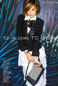 CHANEL 15A Black White Stitch Camellia Button Wool Tweed Jacket 34 シャネル ブラック ホワイト ステッチ カメリア ボタン ウール ツイード ジャケット 即発