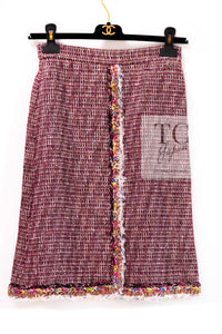 CHANEL 15C Red Multi Gripoix Button Tweed Jacket Skirt Suit 34 シャネル レッド マルチカラー グリポア 宝石 ボタン ツイード ジャケット スカート スーツ 即発