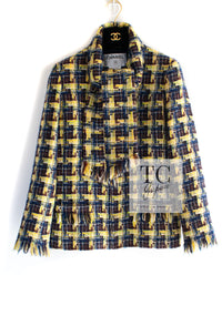 CHANEL 04A Yellow Wool Cotton Tweed Jacket 36 シャネル イエロー ウール コットン ツイード ジャケット 即発
