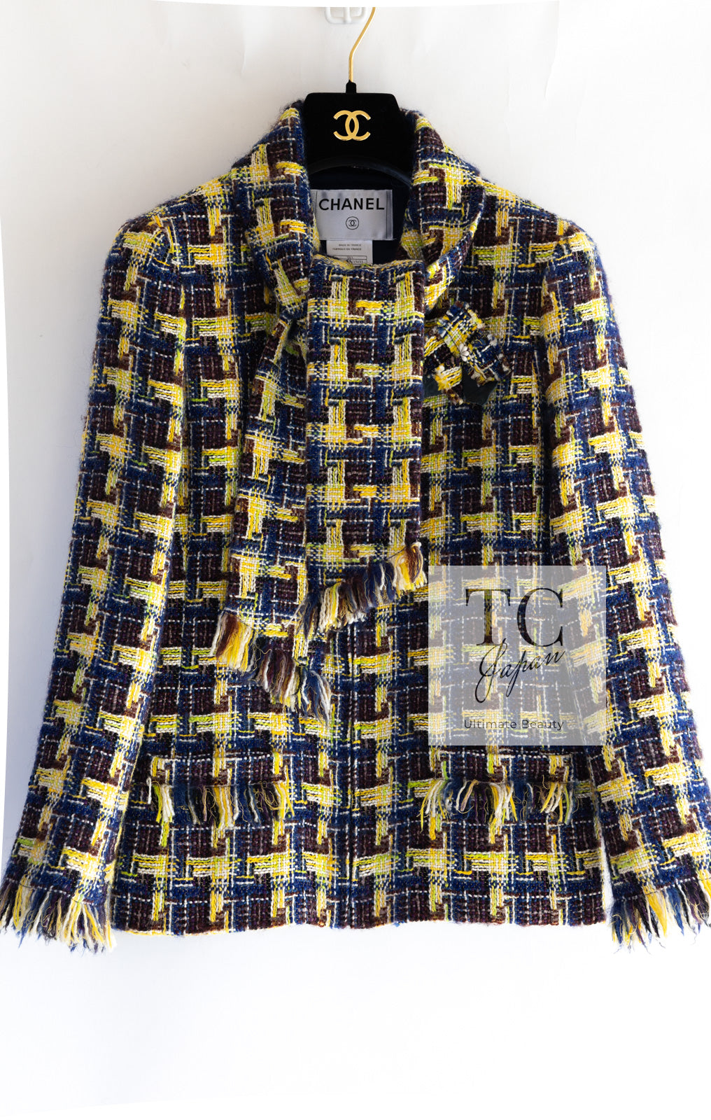 CHANEL 04A Yellow Wool Cotton Tweed Jacket 36 シャネル イエロー ウール コットン ツイード ジャケット 即発