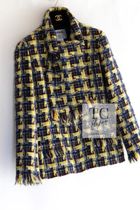 CHANEL 04A Yellow Wool Cotton Tweed Jacket 36 シャネル イエロー ウール コットン ツイード ジャケット 即発