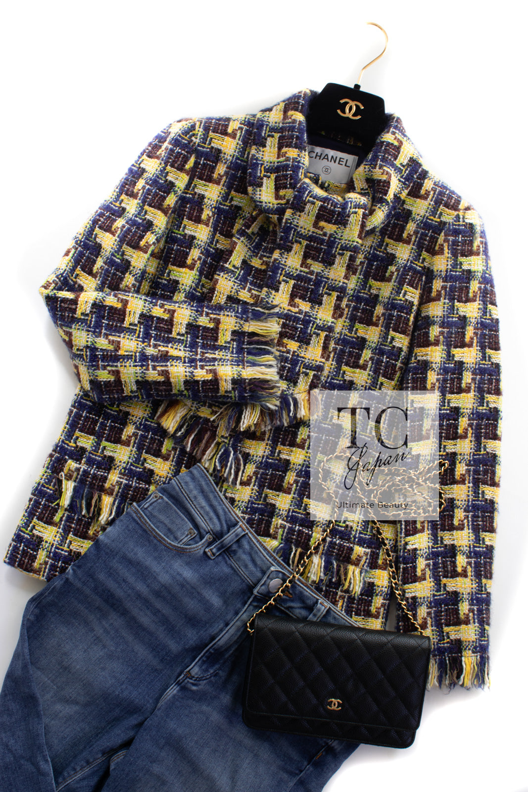 CHANEL 04A Yellow Wool Cotton Tweed Jacket 36 シャネル イエロー ウール コットン ツイード ジャケット 即発