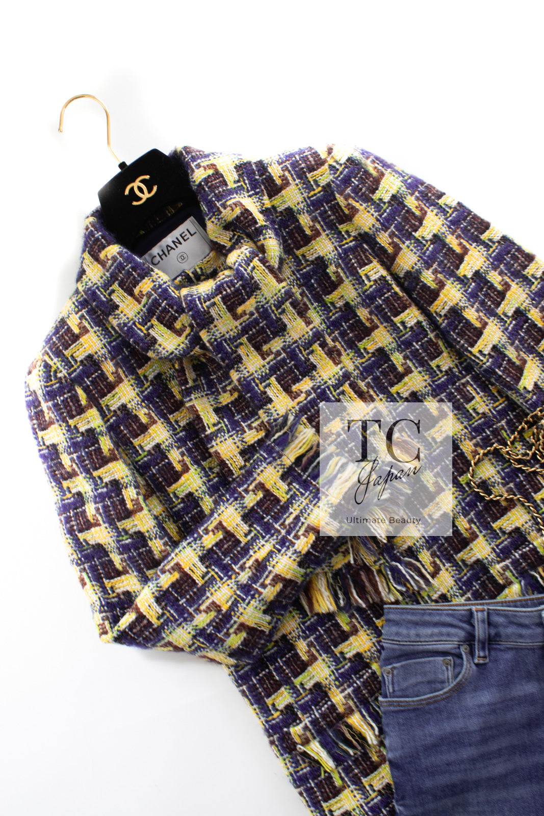 CHANEL 04A Yellow Wool Cotton Tweed Jacket 36 シャネル イエロー ウール コットン ツイード ジャケット 即発