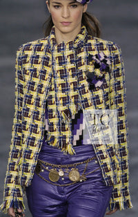 CHANEL 04A Yellow Wool Cotton Tweed Jacket 36 シャネル イエロー ウール コットン ツイード ジャケット 即発