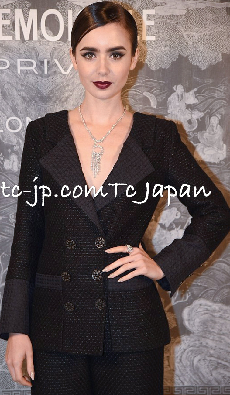 CHANEL 16C Black Cotton Double Jacket Coat 40 42 シャネル ブラック コットン ダブル ジャケット コート 即発