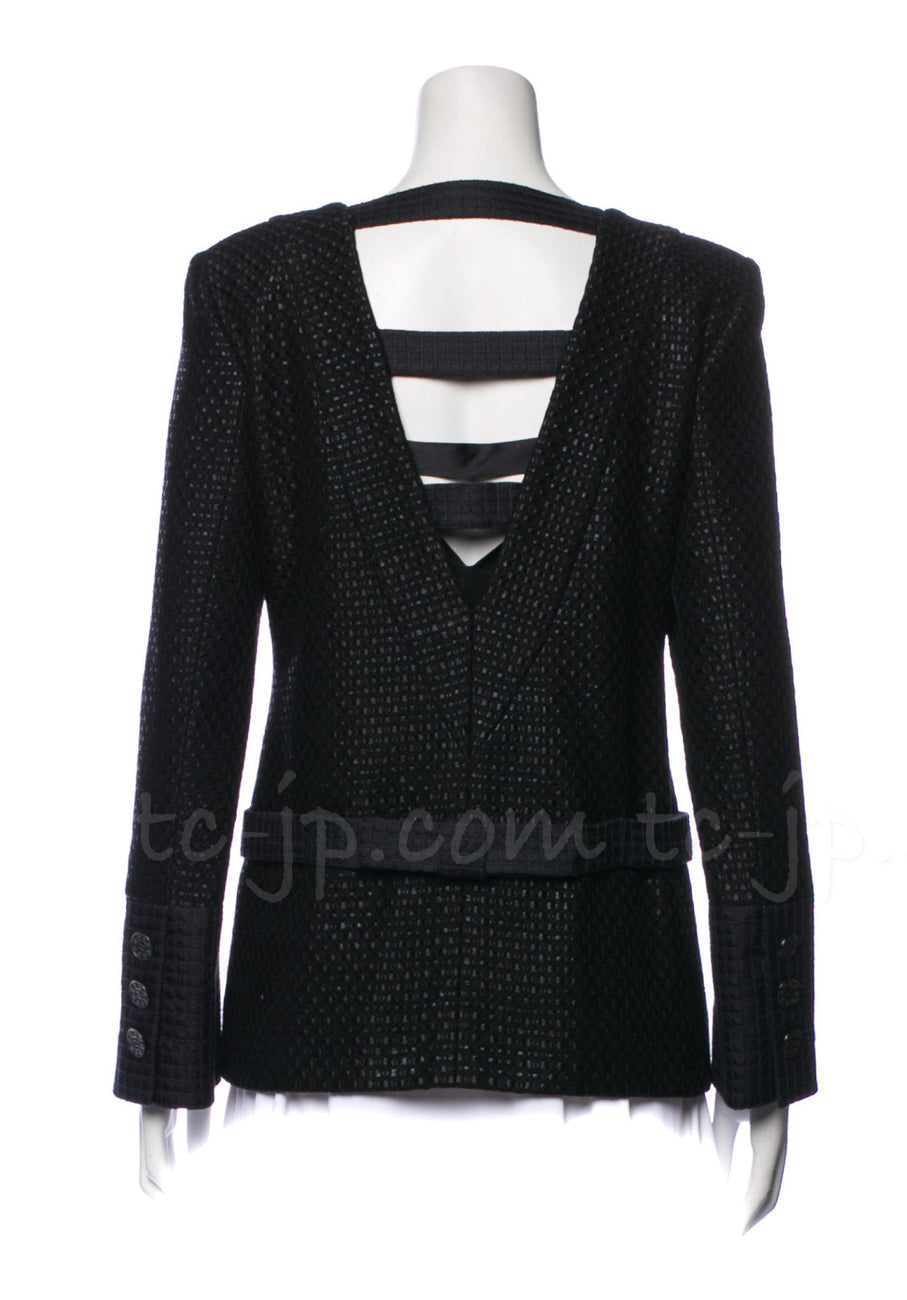 CHANEL 16C Black Cotton Double Jacket Coat 40 42 シャネル ブラック コットン ダブル ジャケット コート 即発