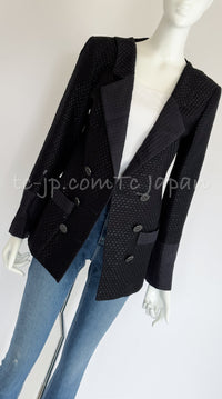 CHANEL 16C Black Cotton Double Jacket Coat 40 42 シャネル ブラック コットン ダブル ジャケット コート 即発
