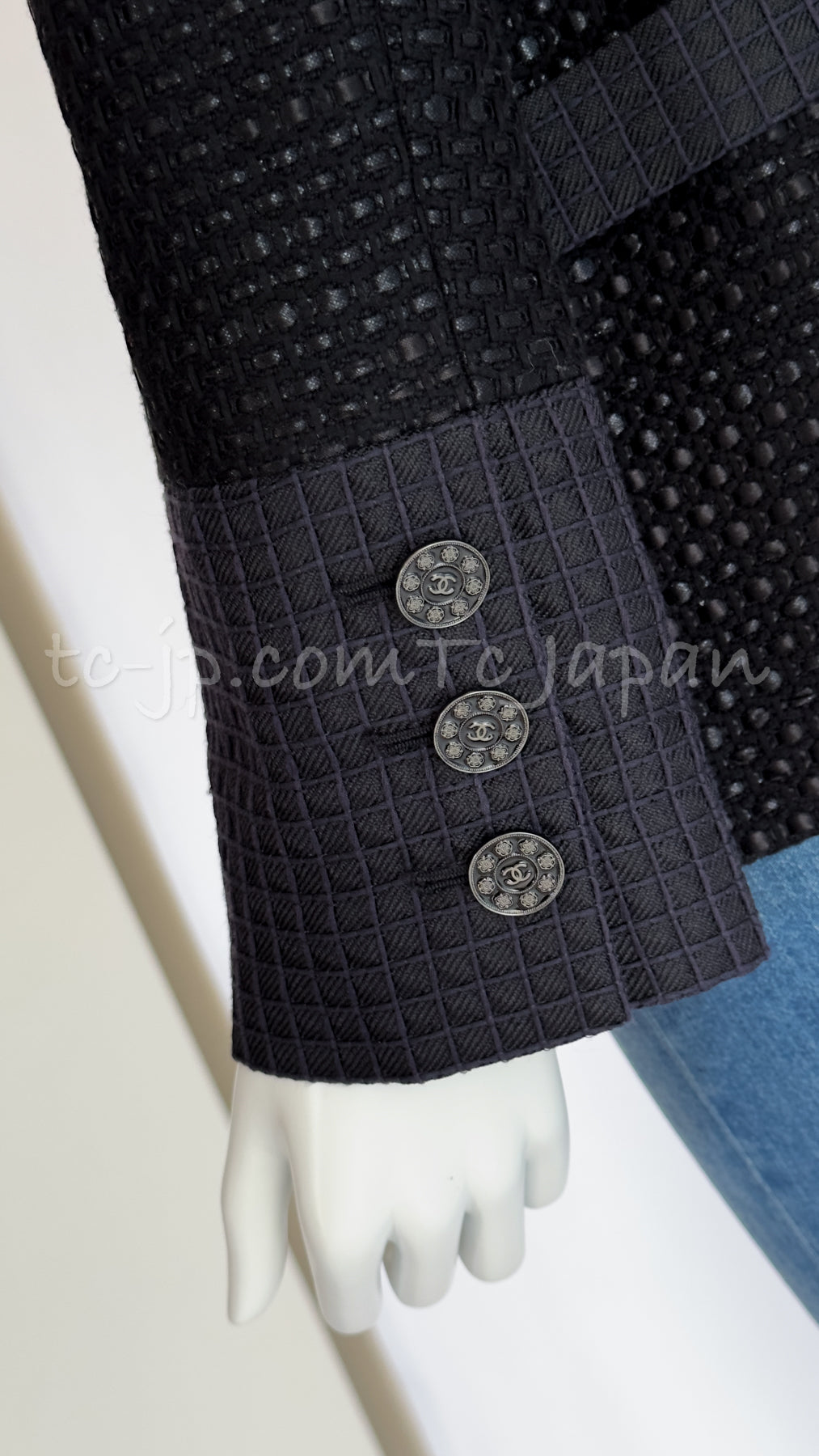 CHANEL 16C Black Cotton Double Jacket Coat 40 42 シャネル ブラック コットン ダブル ジャケット コート 即発