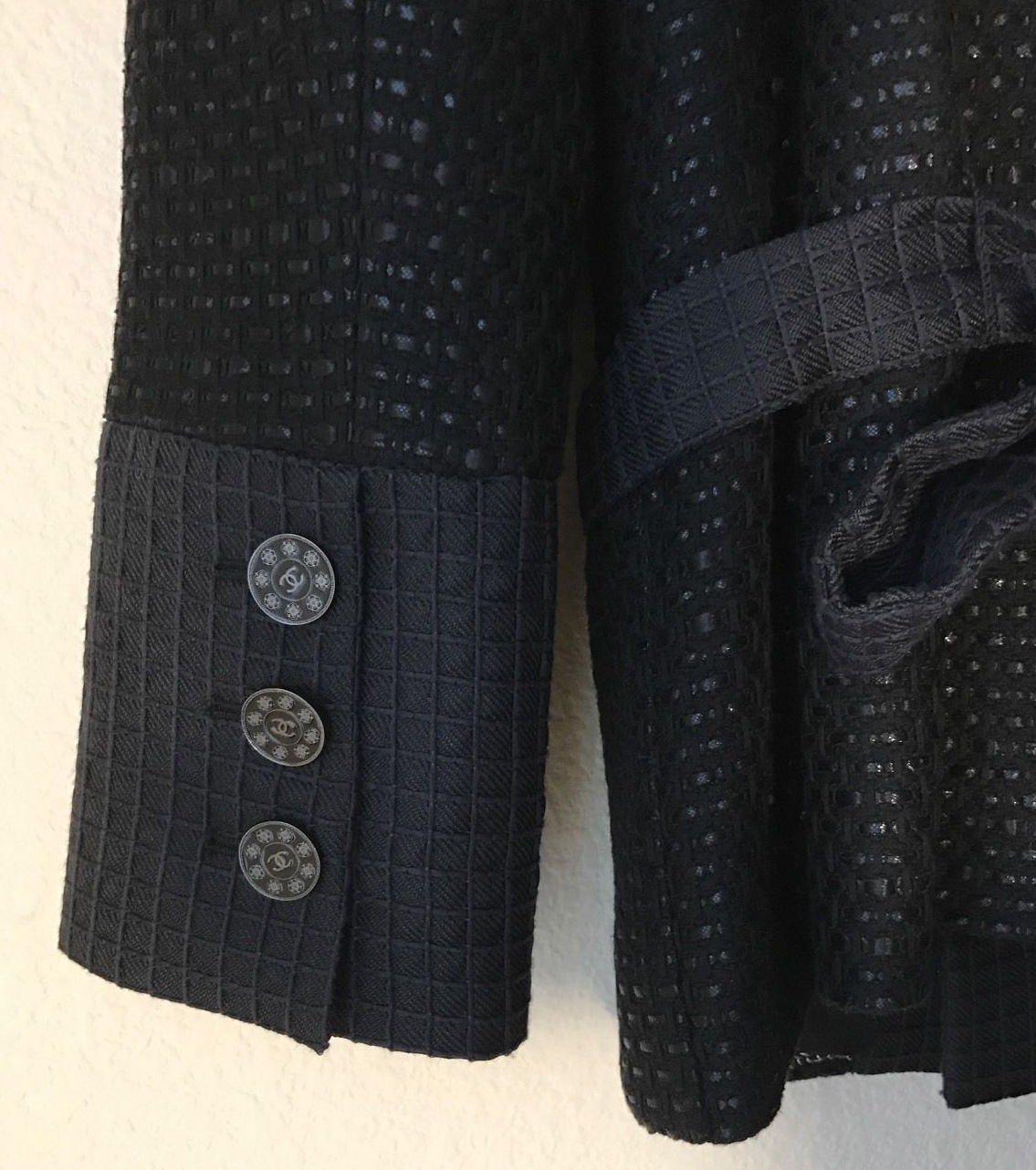 CHANEL 16C Black Cotton Double Jacket Coat 40 42 シャネル ブラック コットン ダブル ジャケット コート 即発