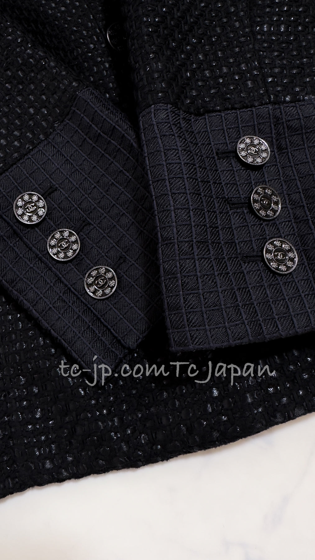 CHANEL 16C Black Cotton Double Jacket Coat 40 42 シャネル ブラック コットン ダブル ジャケット コート 即発