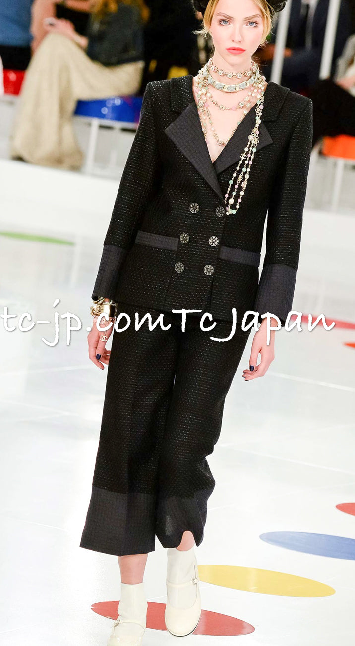 CHANEL 16C Black Cotton Double Jacket Coat 40 42 シャネル ブラック コットン ダブル ジャケット コート 即発